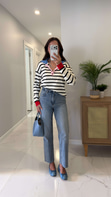 Nutre Açık Mavi Kar Yıkama Boy Fit Kesik Paça Jean