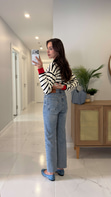 Nutre Açık Mavi Kar Yıkama Boy Fit Kesik Paça Jean