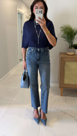 Nutre Koyu Ton Kar Yıkama Boy Fit Kesik Paça Jean