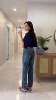 Nutre Koyu Ton Kar Yıkama Boy Fit Kesik Paça Jean