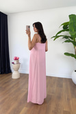 Ossy Pembe Askı Ayarlanabilir Maxi Boy Elbise