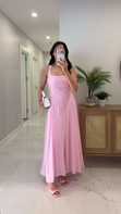 Otilla Pembe Askılı Astarlı Elbise
