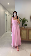 Otilla Pembe Askılı Astarlı Elbise