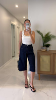 Pearl  Dark Blue Baggy Fit  Bermuda Şort