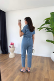 Penka Mavi Kuşaklı Denim Tulum