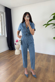Penka Mavi Kuşaklı Denim Tulum