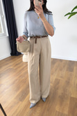 Perla Bej Premium Kemerli Pantolon