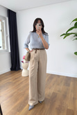 Perla Bej Premium Kemerli Pantolon