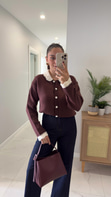 Persala Cherry Krem Bebe Yakalı Hırka