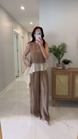 Petriz Bronz Garnili Bluz Pantolon Takım