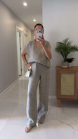 Ponse Olive Beli Bağlamalı Bluz Pantolon Takım