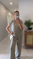 Ponse Olive Beli Bağlamalı Bluz Pantolon Takım