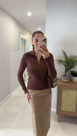 Poresa Kahve Düğmeli Polo Yaka Triko