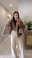 Potrez Camel Kürk Detaylı Süet Mont