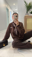 Ravix Kahve Gold Toka Detaylı Fularlı Sweat