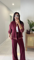 Rendry Bordo Paraşüt Detaylı Kapüşonlu Pantolon Takım