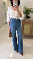 Resta Mavi Deri Cep Detaylı Straight Jean