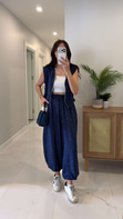 Selay Lacivert Kopüşonlu Yelek Pantolon Takım