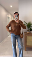 Senna Camel Düğmeli Triko