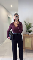 Senveta Bordo Yaka Boncuk Detaylı Bluz