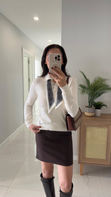 Siana Vanilya Polo Yaka Fularlı Triko