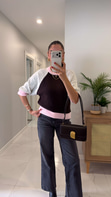 Sidale Pembe Kahve Triko