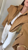 Sidose Camel Vatkalı Fermuarlı Crop Ceket