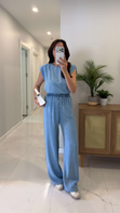 Sinla Buz Yıkama Vatkalı Bluz Pantolon Denim Takım
