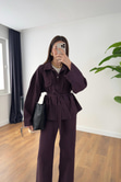 Sobela Mürdüm Kemerli Ceket Pantolon Denim Takım