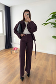 Sobela Mürdüm Kemerli Ceket Pantolon Denim Takım
