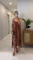 Sode Camel Desenli Astarlı Elbise
