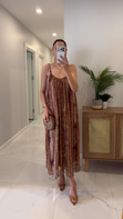 Sode Camel Desenli Astarlı Elbise