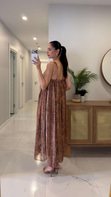 Sode Camel Desenli Astarlı Elbise