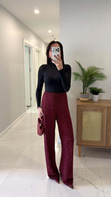 Stars Bordo Astarlı Simli Pantolon