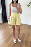 Summer Sarı Keten Şort