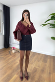 Sveta Dark Blue Cep Detaylı Mini Etek