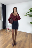 Sveta Dark Blue Cep Detaylı Mini Etek