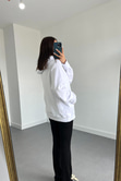 Beyaz Kapüşonlu Sweatshirt