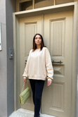 Ekru Basic Sweatshirt