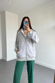 Gri Fermuarlı Sweatshirt