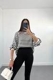 Villa Lacivert Beyaz Çizgili Sweatshirt