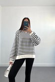 Villa Lacivert Beyaz Çizgili Sweatshirt