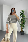 Xox Lacivert Çizgili Sweatshirt