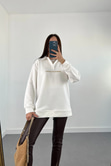 ZR Beyaz Morocco Night İşlemeli Sweatshirt