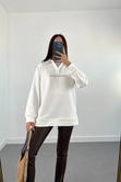 ZR Beyaz Morocco Night İşlemeli Sweatshirt