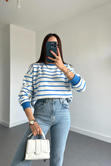ZR Mavi Çizgili Sweatshirt