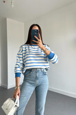 ZR Mavi Çizgili Sweatshirt