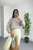 ZR Olesa Kahve Beyaz Çizgili Sweatshirt