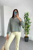 ZR Olesa Yeşil Beyaz Çizgili Sweatshirt