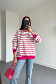 ZR Pembe Çizgili Sweatshirt